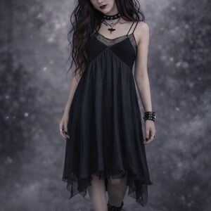 New Zara Black Gray Asymmetrical Baddie Festival Slip Dress size small